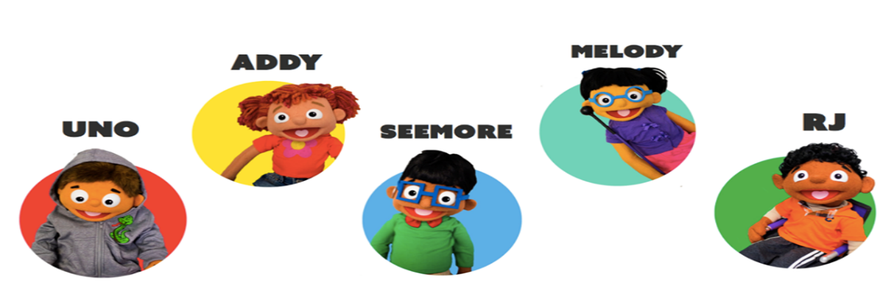 'Addy and Uno,' New Play, Features Characters With Disabilities addy and uno cast. Uno, Addy, Seemore, Melody and RJ