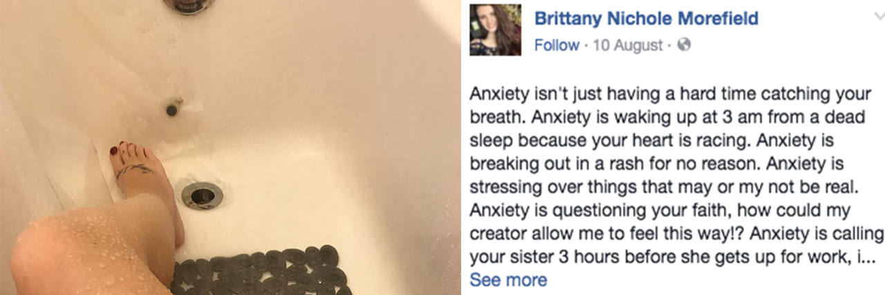 Brittany Nichole Morefield Shares Facebook Photo About Anxiety Facebook post
