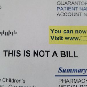 Copy of bill with statement "This is not a bill."