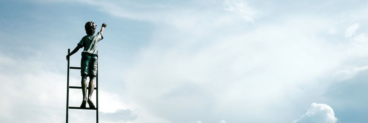 When Suicidal Thoughts Leave You Wondering What Your Purpose Is a child on a ladder reaching into the clouds