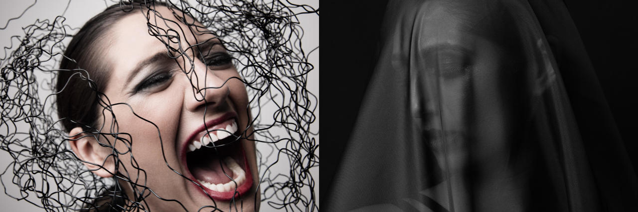 Mehri Coulter Creates Self-Portraits to Show Symptoms of Bipolar rage vs. suicidal thoughts