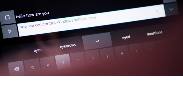 Eye control screen from Windows 10