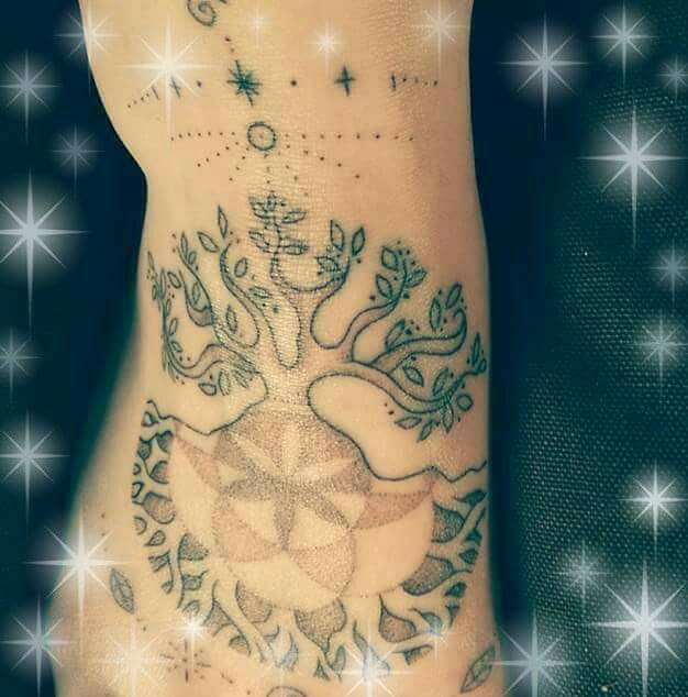 tattoo of tree of life and lotus flower