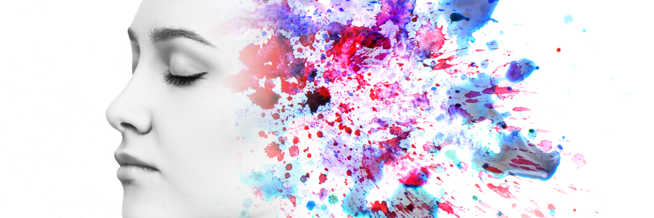 When Your Depression and Anxiety Go Hand-in-Hand Double exposure portrait of young woman and watercolor paint isolated on white.