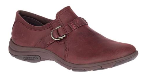 Merrell brand Women's Dassie Stitch Buckle in a cranberry color