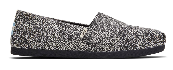 TOMS Mini Leopard Print Canvas Women's Classics shoe in leopard print with a black sole