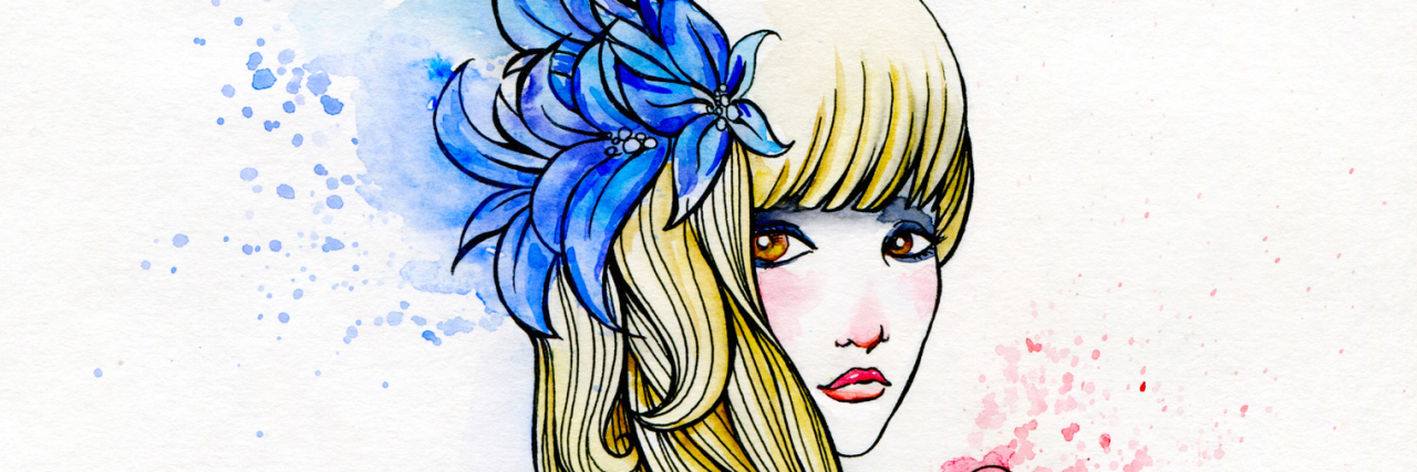 Why I've Chosen to Live as Someone Who Experiences Suicidal Thoughts Watercolor and Ink Portrait of a Girl Holding Heart. Stylish Valentine's Day Illustration.