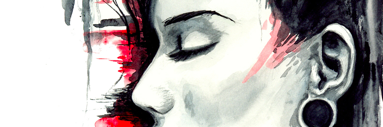 Why Not to Tell People With Chronic Illness They Should Exercise More watercolor painting of a woman with black hair and her eyes closed