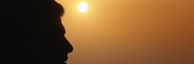 Man at sunset, profile, close-up
