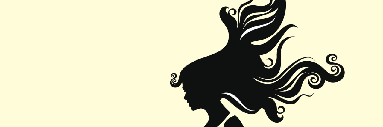 The Unexpected Losses and Gains of Lyme Disease A silhouette illustration of a woman wearing a bright and colorful skirt.