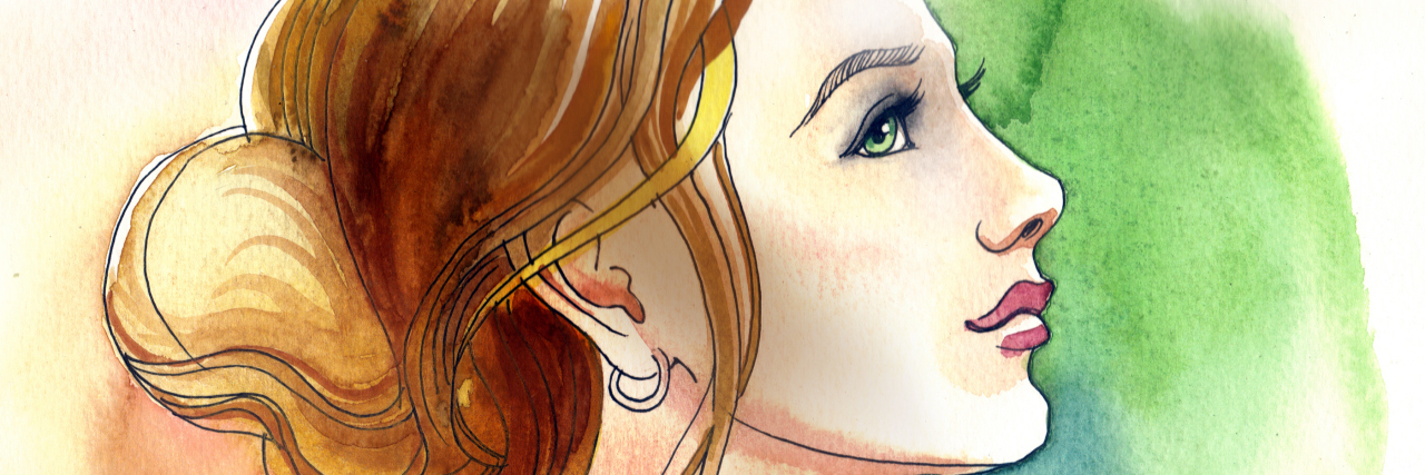 Living My Best Life With Cerebral Palsy Woman with long hair looking up hopefully.