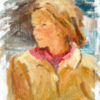 oil painting of a woman in a coat