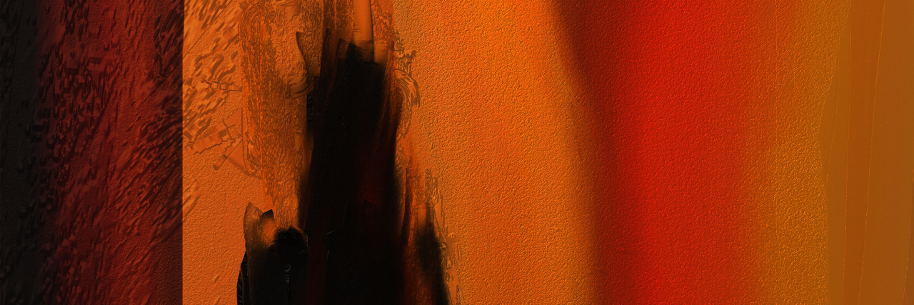 Why Weight Loss Compliments Are Dangerous for Eating Disorders Abstract digital oil painting of black sillhouettte in orange colors.