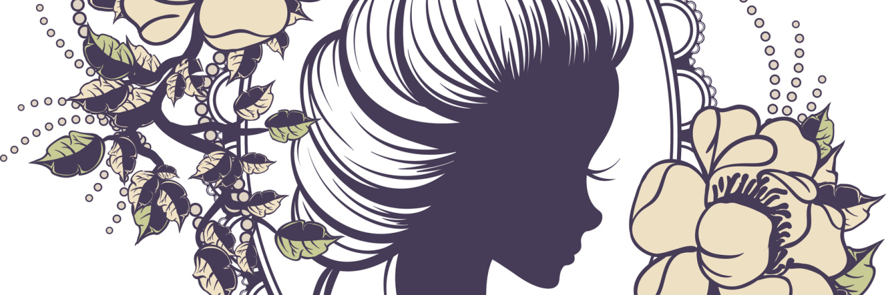 When a Princess With Lupus Waits for Her Prince Charming A portrait of a silhouette princess with a flower frame.