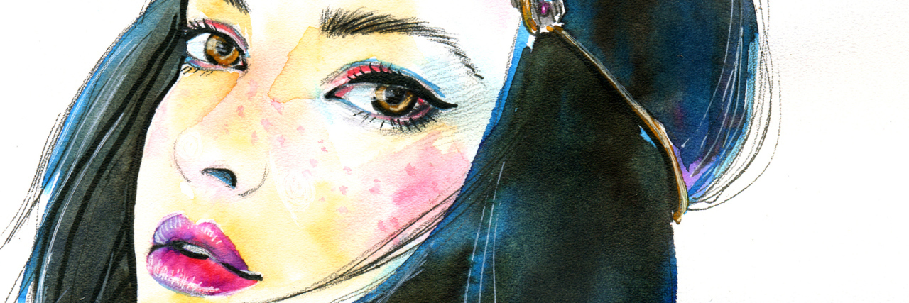 I Won't Apologize for Having Depression Watercolor fashion woman in red