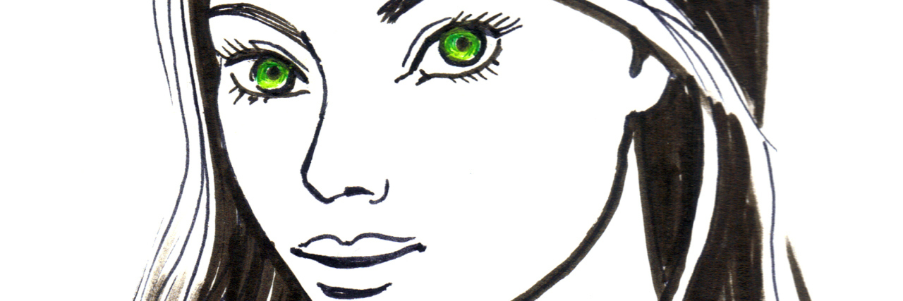 When Borderline Personality Disorder Makes You a Time-Consuming Friend Ink sketch of a beautiful young woman with green eyes and long black hair