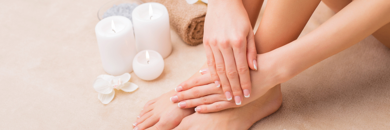 Self-Care and Gift Ideas for People With Chronic Illness woman at the spa with a manicure and pedicure