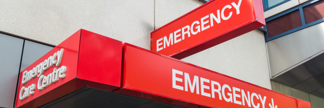 Hospital emergency department entrance.