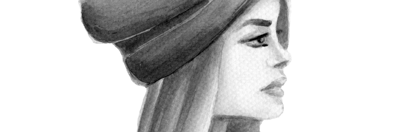 When You've Hit a 'Dead End' With Depression Drawing in watercolor hipster girl in a cap in profile