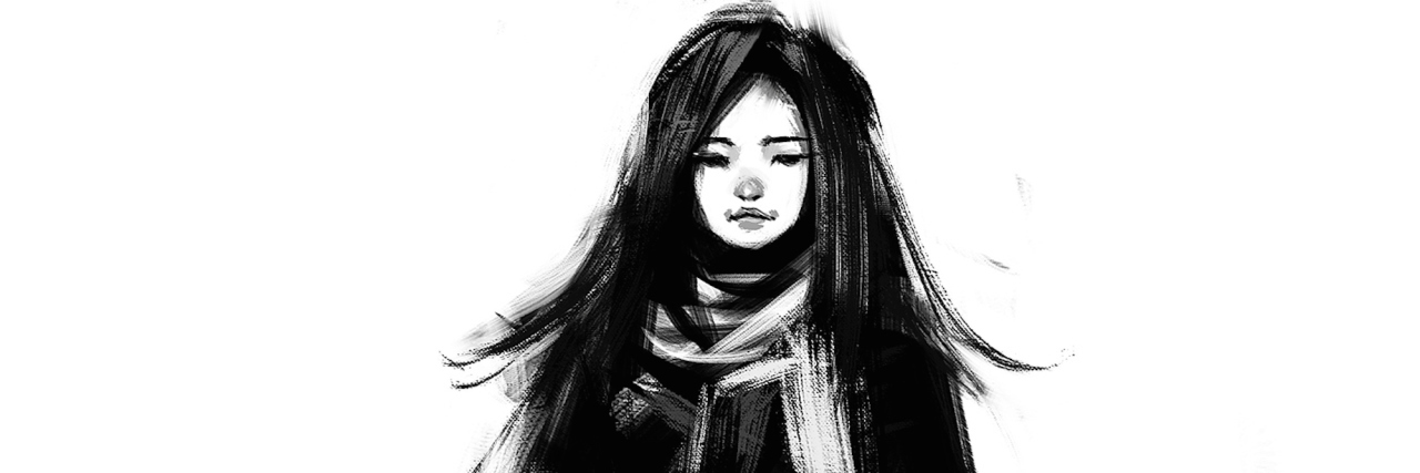 Why I'm Grieving Abusive Family Members Who Aren't in My Life Anymore digital painting of sketched beautiful girl acrylic on canvas texture