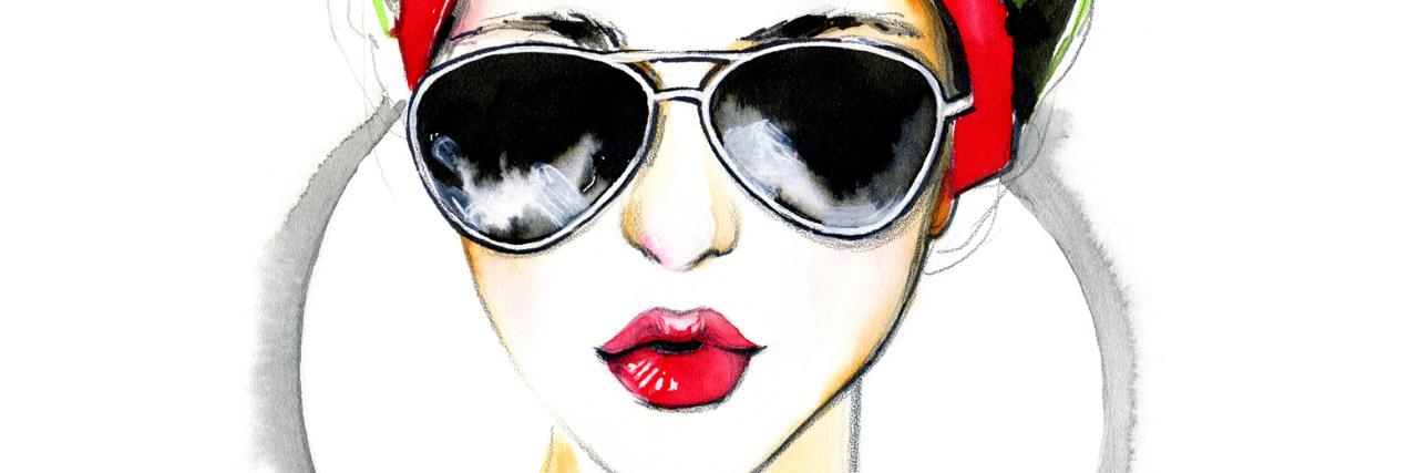 Watercolor fashion lady in the sunglasses