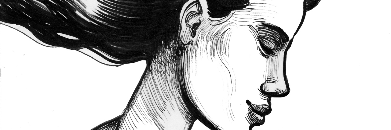 The Loneliness I Experience Because of My Trichotillomania Ink drawing of a woman profile with moon and stars in the black hair