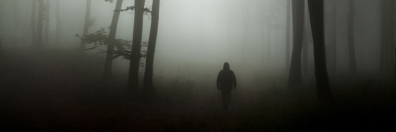 What My Depression Would Be Like as a Person Spooky silhouette in scary misty forest