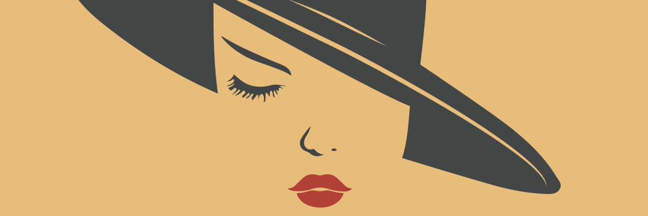 Woman hat and sexy lips icon