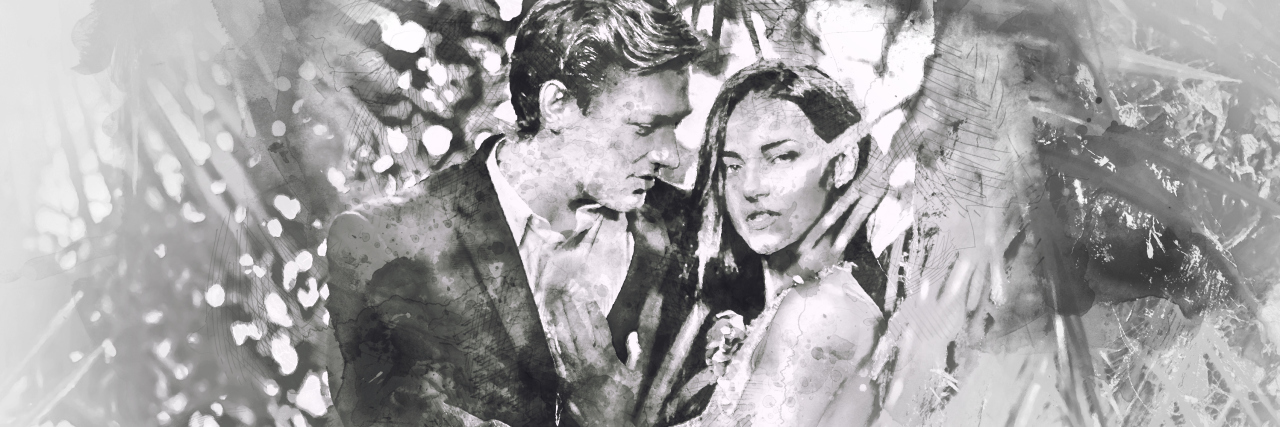 What It's Like to Be in a Relationship With a 'Moody Creature' Like Me Beautiful couple in love hugging. Digital watercolor painting. Black and white.