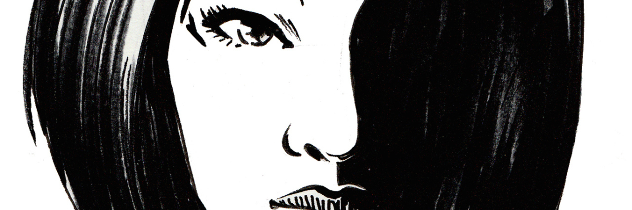 Ink drawing of a beautiful woman face