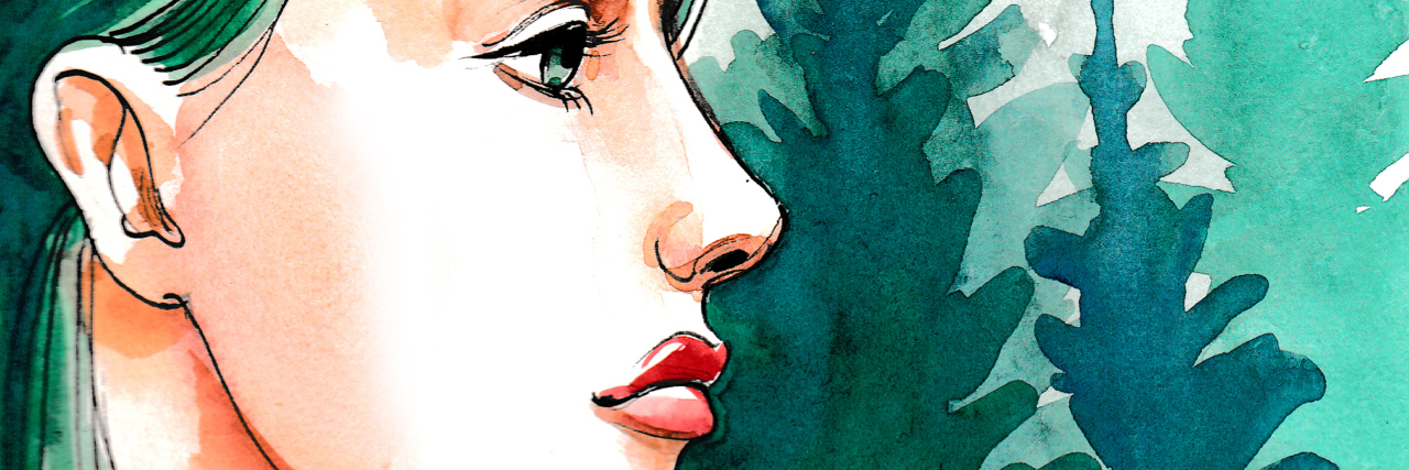 When Social Anxiety Makes You a 'People-Pleaser' Watercolor painting of a pretty girl with a green hair