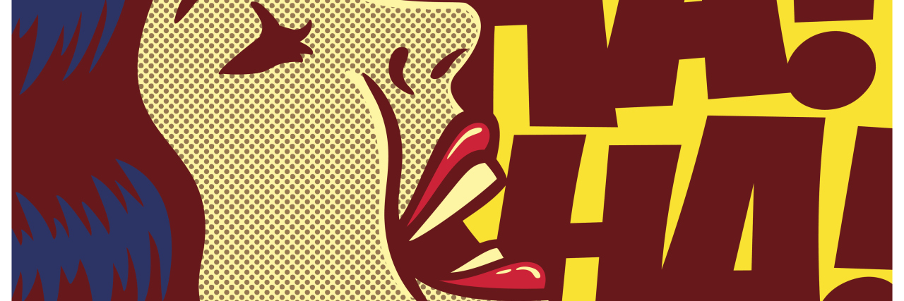 How Humor Helps Me as a Newly Disabled Person Pop art comic book panel woman laughing out loud.