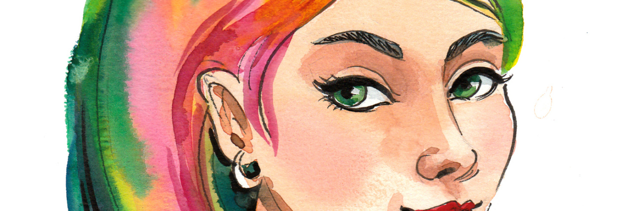 The 5 Words That Are Giving Me Hope in Mental Health Recovery Watercolor painting of a girl with rainbow hair holding an ice cream