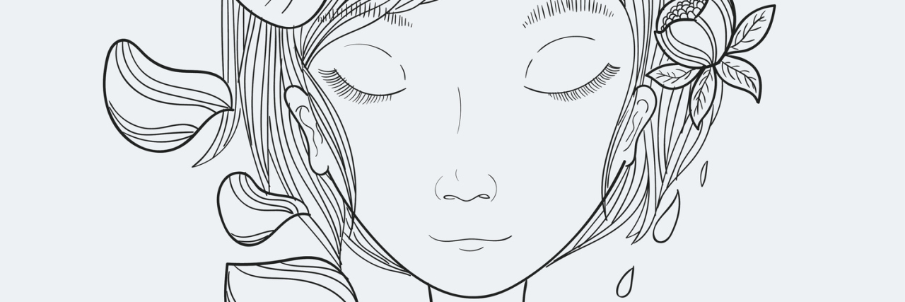 How My Chronic Illness Affected My Friendships An artistic sketch of a young woman's face with flowers in her hair.