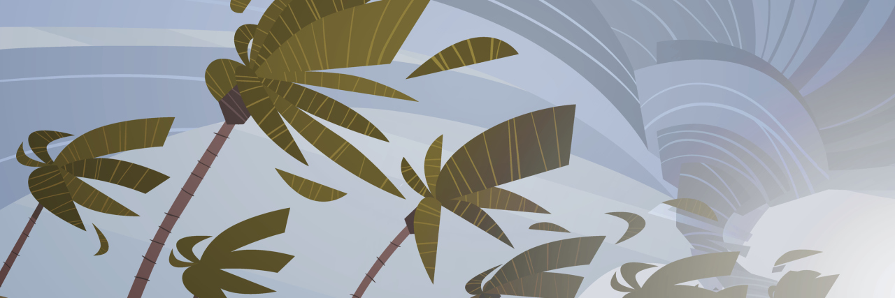 Hurricane Evacuation Tips for the Chronically Ill An illustration of a tropical storm.