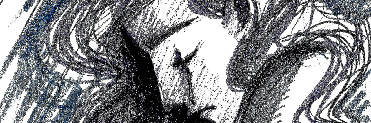 Expressing Our Chronic Illness Fears A profile sketch of a young woman who is crying.