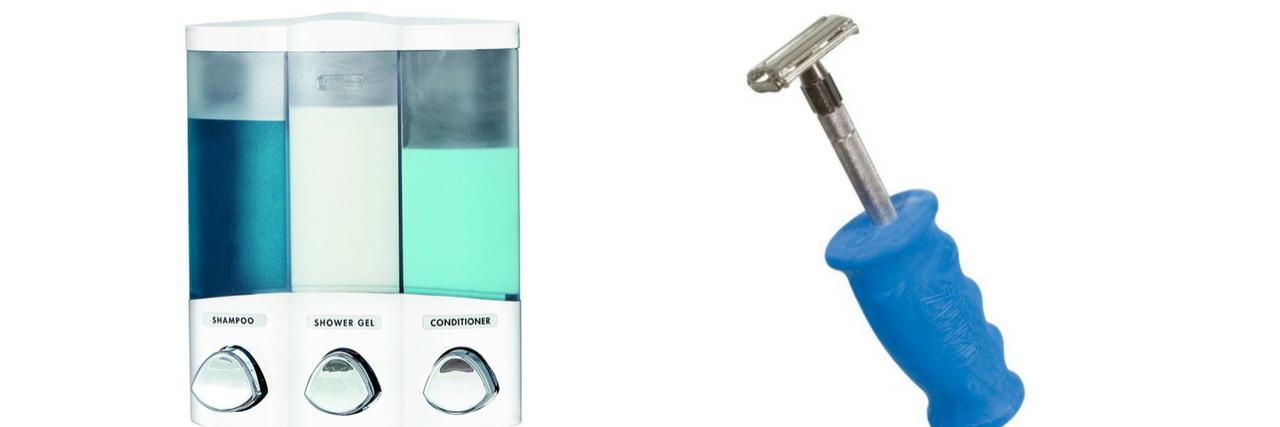 19 Products That Can Make Showering Easier If You Have a Chronic Illness or Disability soap dispenser and razor with grip