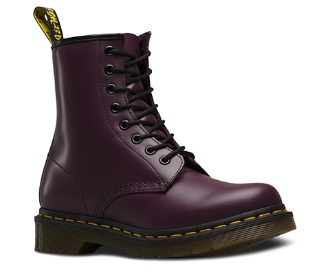 purple doc martens boots