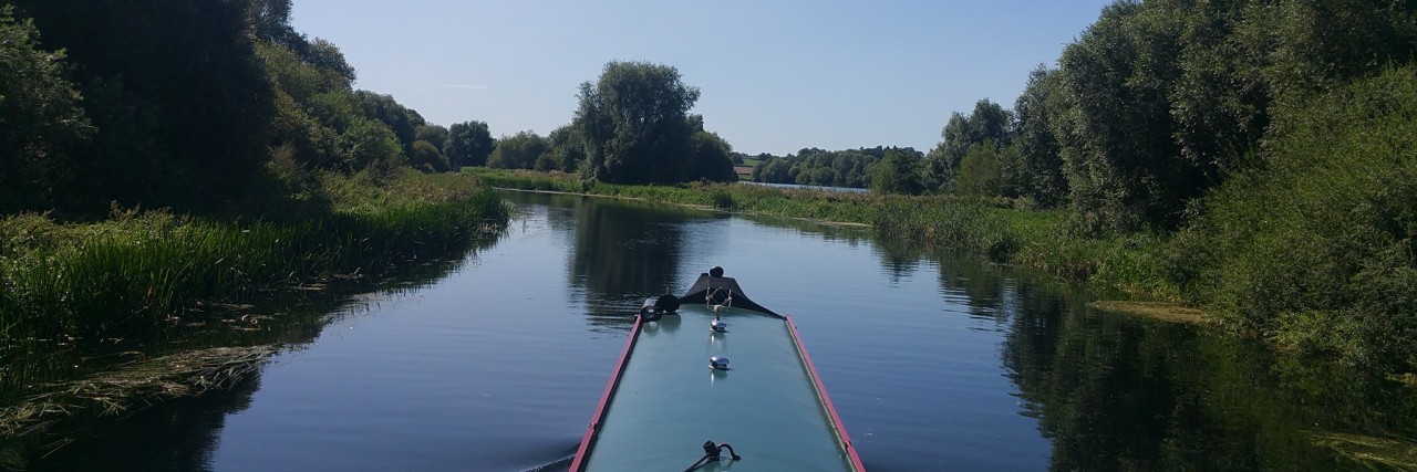 narrow-boating on a river