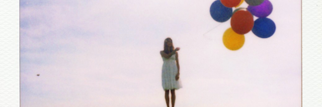 polaroid girl with balloons