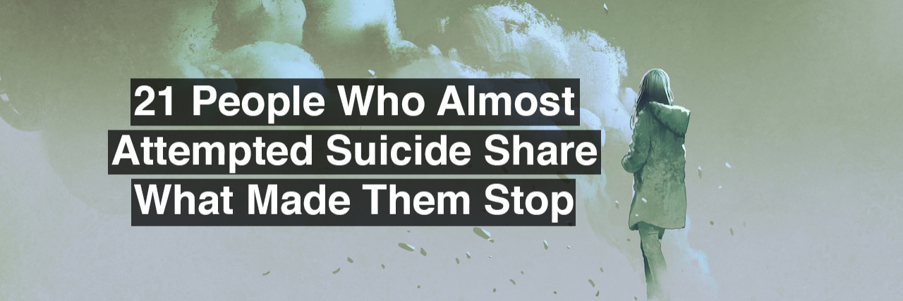 21 People Who Almost Attempted Suicide Share What Made Them Stop alone woman standing in front of smoke. Text reads: 21 people who almost attempted suicide share what made them stop