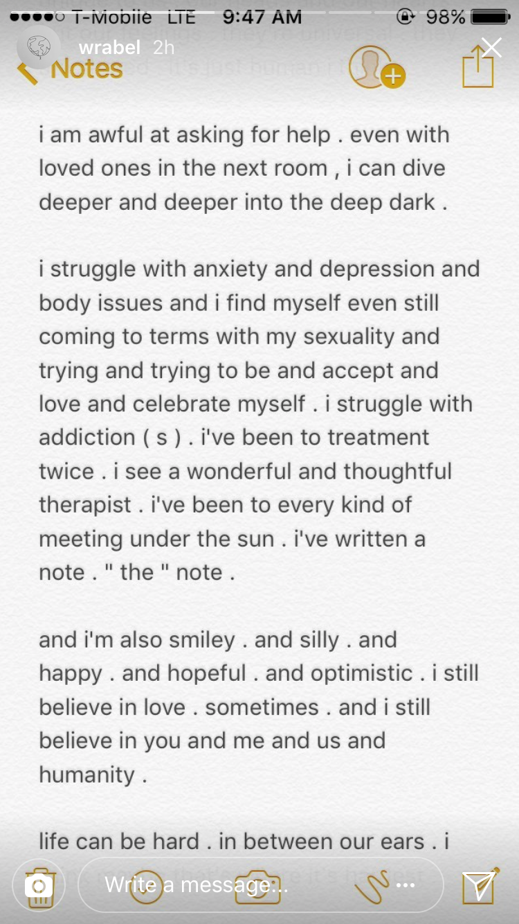 wrabel mental health note continued