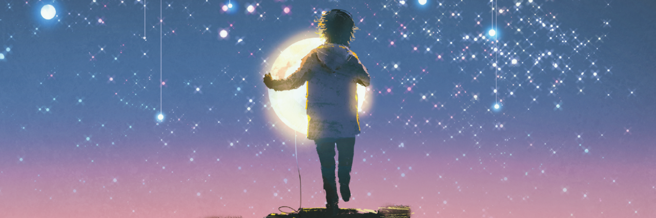 27 Self-Care Ideas for People Who Have a Hard Time Loving Themselves illustration of a person trying to put a star into the sky