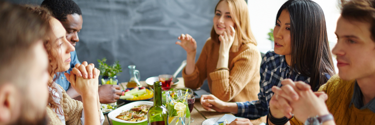 Not Being Able to Eat Thanksgiving Dinner Because of Chronic Illness friends eating thanksgiving dinner