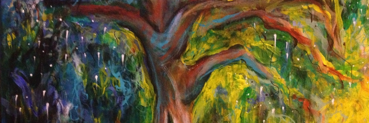 ME/CFS: Bringing Nature and the Outdoors Inside When You're Sick painting of a tree by the author