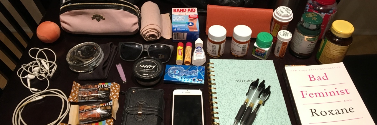 11 People With Chronic Illness Show Us What's in Their Bag contents of a woman's purse