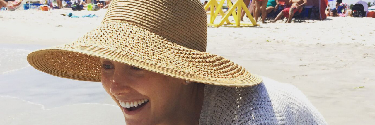 Drugs, Hugs, and Losing My Jugs: A Breast Cancer Journal-July 12, 2015 Jessica Sliwerski beach photo with Poppy