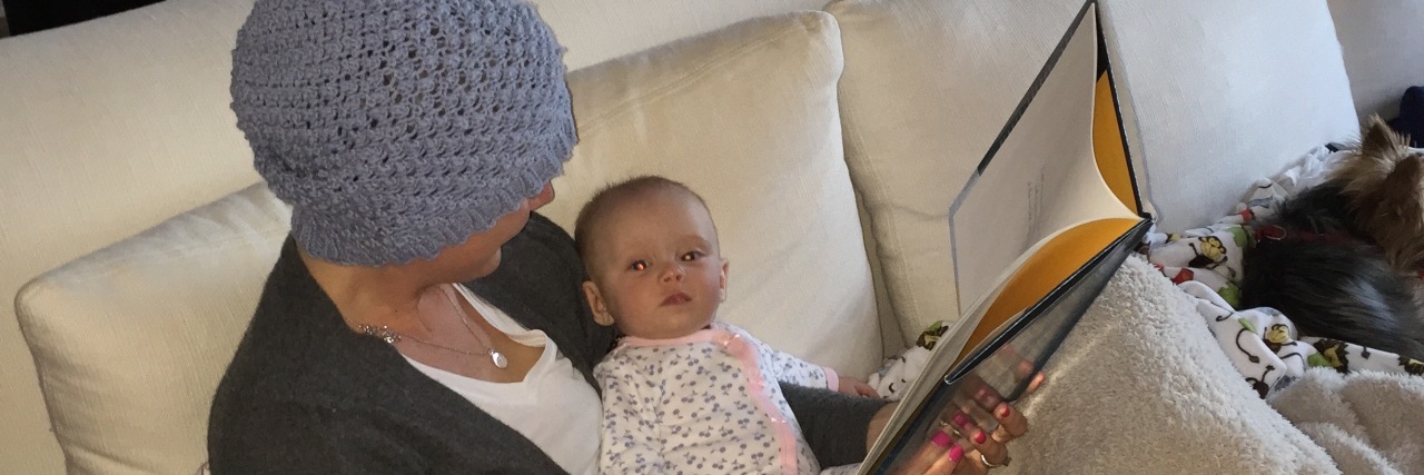 Drugs, Hugs, and Losing My Jugs: A Breast Cancer Journal - May 25, 2015 Jessica Sliwerski reading to daugther Penelope