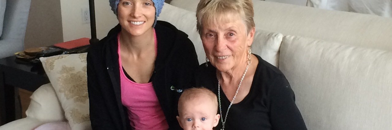 Drugs, Hugs, and Losing My Jugs: A Breast Cancer Journal - May 26, 2015 Jessica Sliwerski with grandma and Penelope