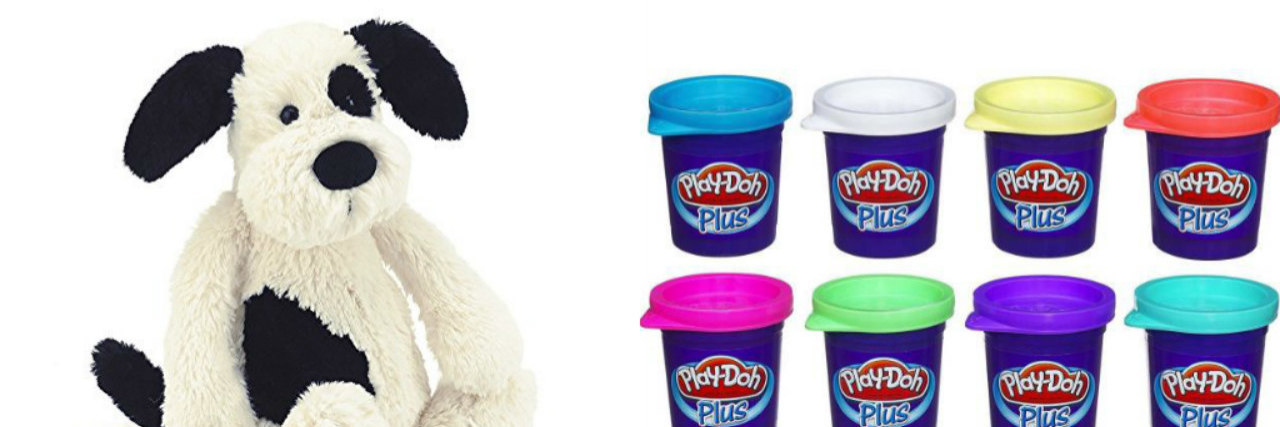18 Things to Put in Your Mental Health Crisis Kit stuffed animal dog and play doh
